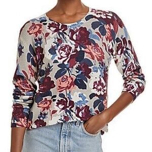 New Bloomingdale's 100% Cashmere Floral Crewneck Sweater Medium